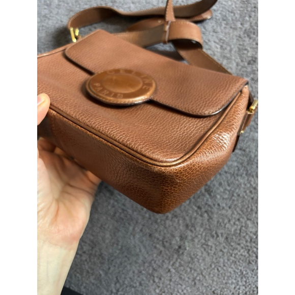 Auth CELINE Round Logo Shoulder bag Crossbody Bag Brown Leather - Picture 6 of 8